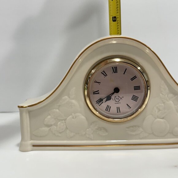VTG Lenox Fruits of Life Mantel Clock Embossed 24K Gold Trim WORKING - Picture 10 of 12